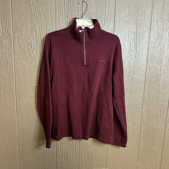 Calvin Klein Other - Calvin Klein Men's Liquid Touch 1/4 Zip Birdseye Pullover Sweatshirt Deep Lava L